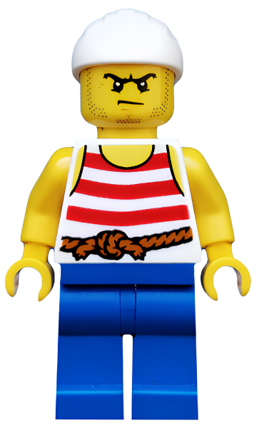 Минифигурка Lego Pirate 9 - Red and White Stripes, Blue Legs, Scowl pi170 U